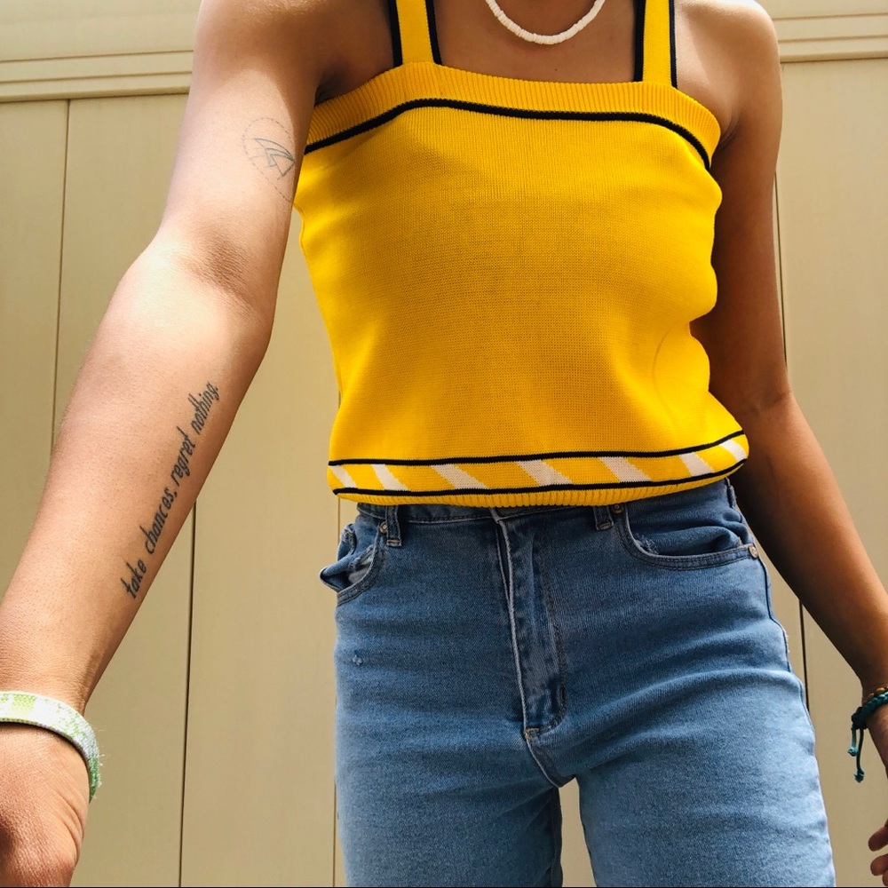 Yellow knitted tank top